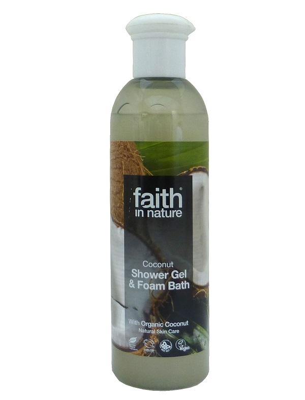 Гель для душа Пена для ванны натуральная Faith in nature с маслами Кокоса и семян Подсолнечника, 250мл